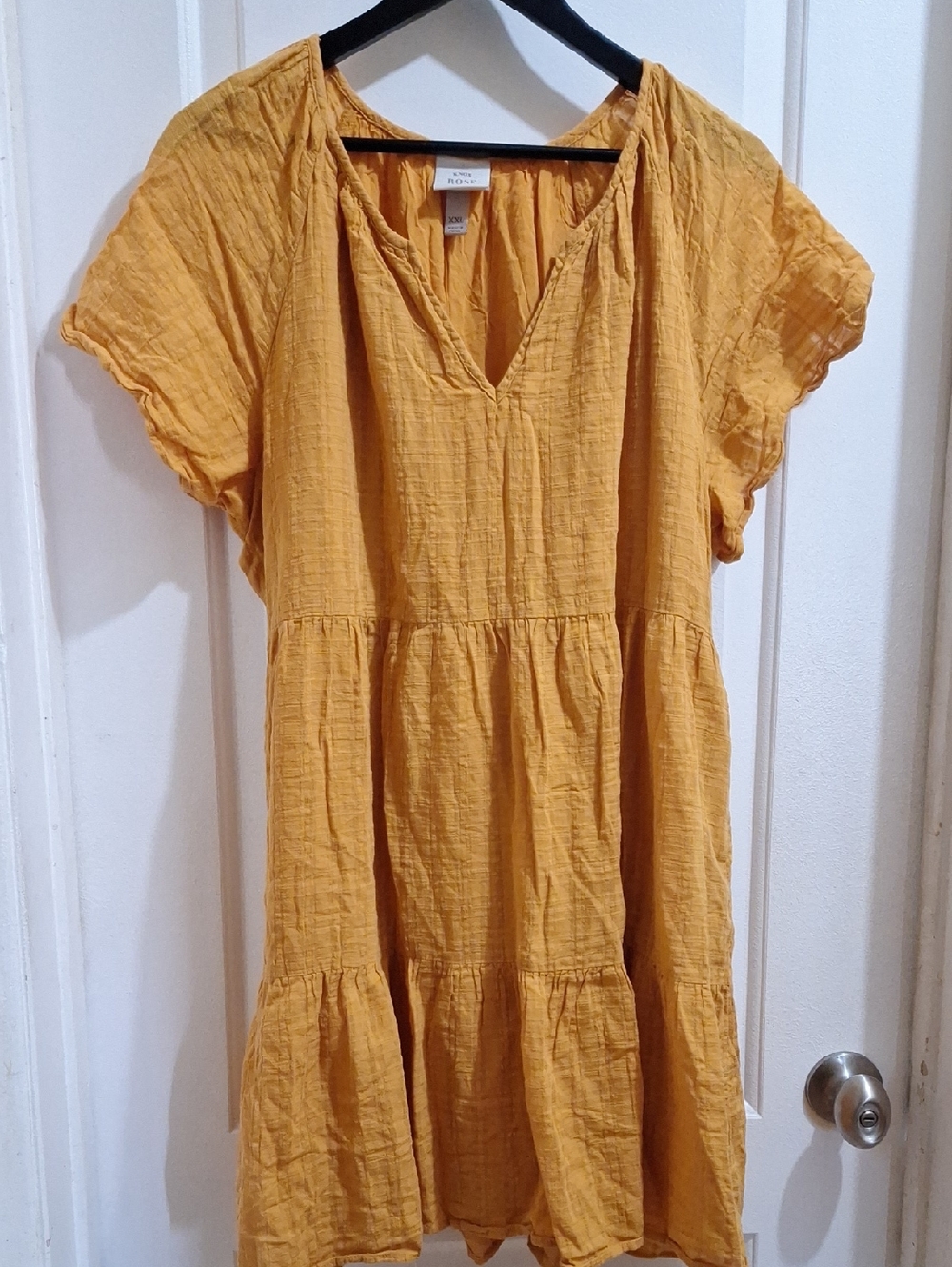 Knox Rose Summer Dress V Neck Tie Cap Sleeve Ruffle Lyocell-Size XXL